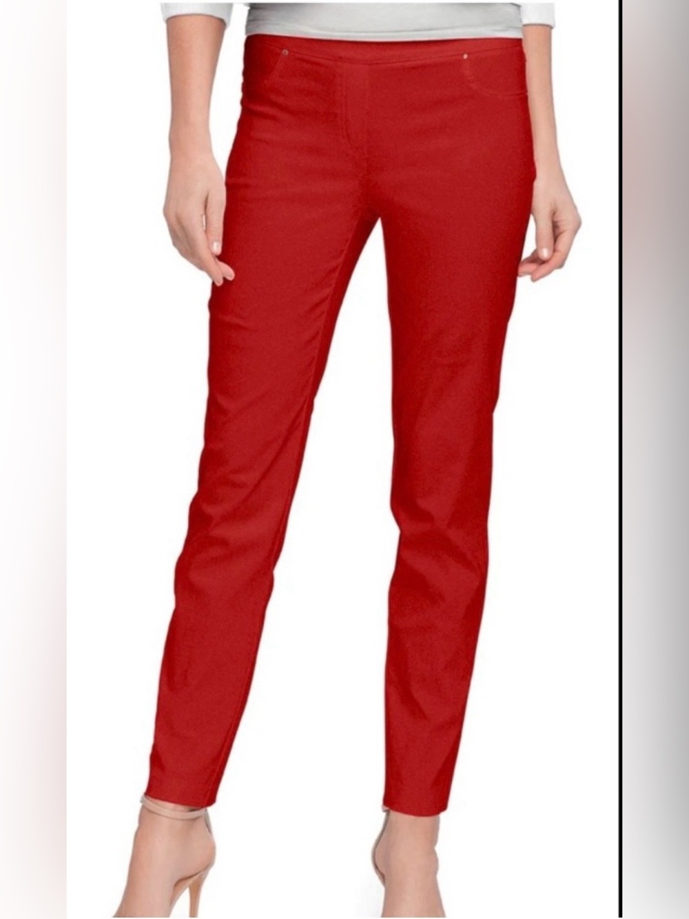 89th & Madison Red Comfort Waist Skinny Pants size 10
